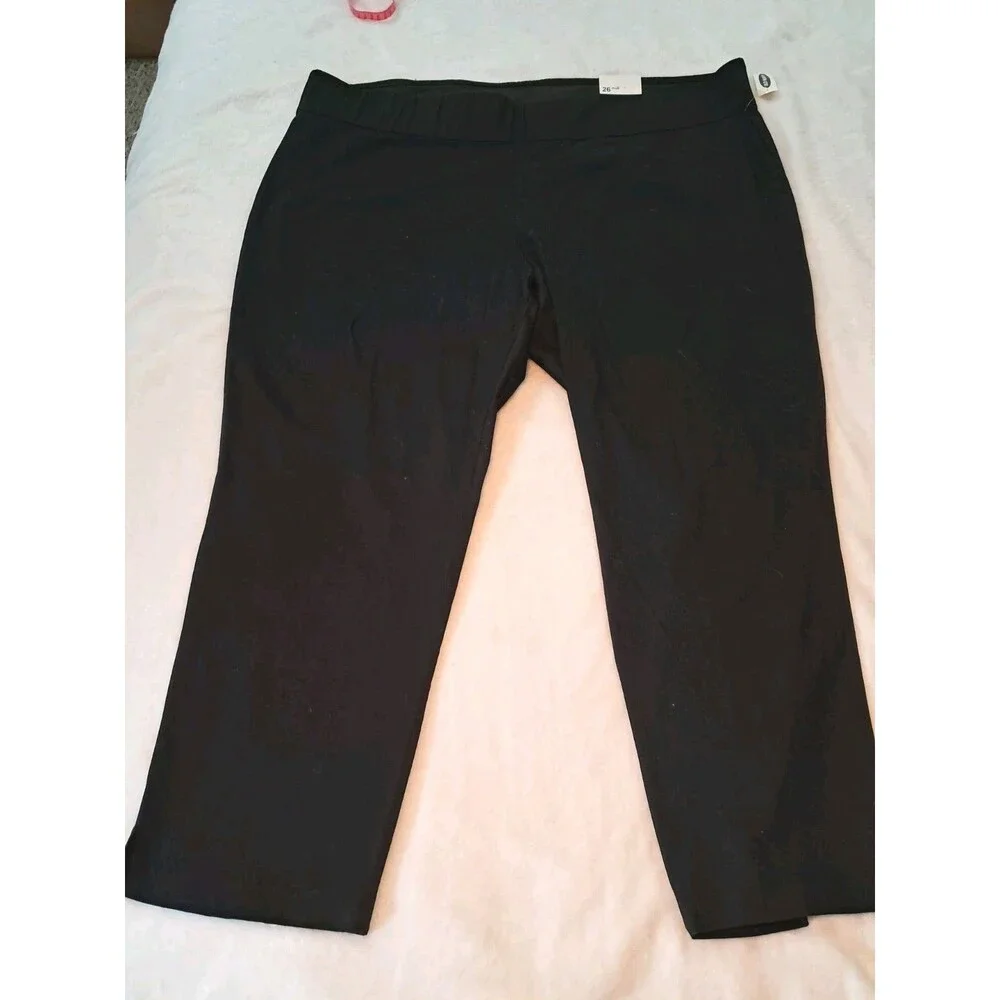 Old Navy Plus Pull On Black Pants Woven Cotton Elastane Size 26 NWT